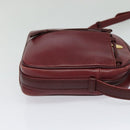 CARTIER Must Line Shoulder Bag Leather Wine Red Auth BA833-4