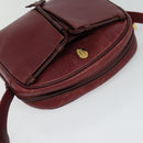 CARTIER Must Line Shoulder Bag Leather Wine Red Auth BA833-6