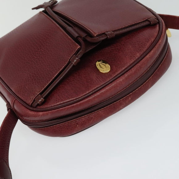 CARTIER Must Line Shoulder Bag Leather Wine Red Auth BA833