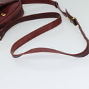 CARTIER Must Line Shoulder Bag Leather Wine Red Auth BA833-7