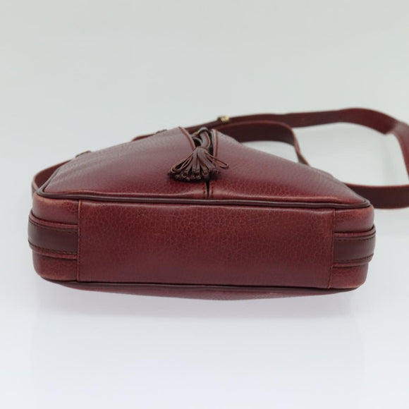 CARTIER Must Line Shoulder Bag Leather Wine Red Auth BA833