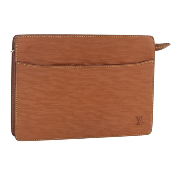 LOUIS VUITTON Epi Pochette Homme Bag Brown Zipangu Gold M52528 LV Auth BA8330