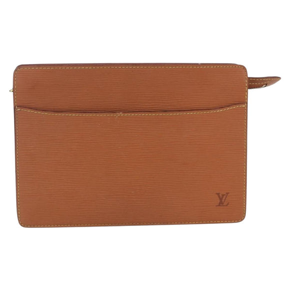 LOUIS VUITTON Epi Pochette Homme Bag Brown Zipangu Gold M52528 LV Auth BA8330