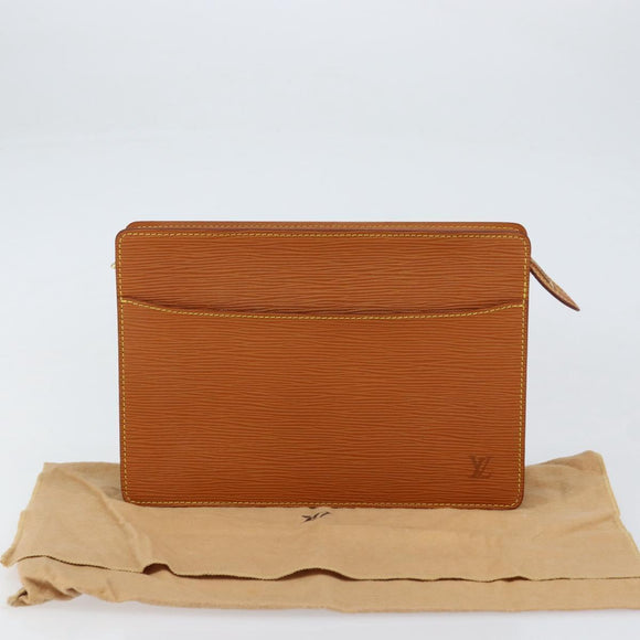 LOUIS VUITTON Epi Pochette Homme Bag Brown Zipangu Gold M52528 LV Auth BA8331