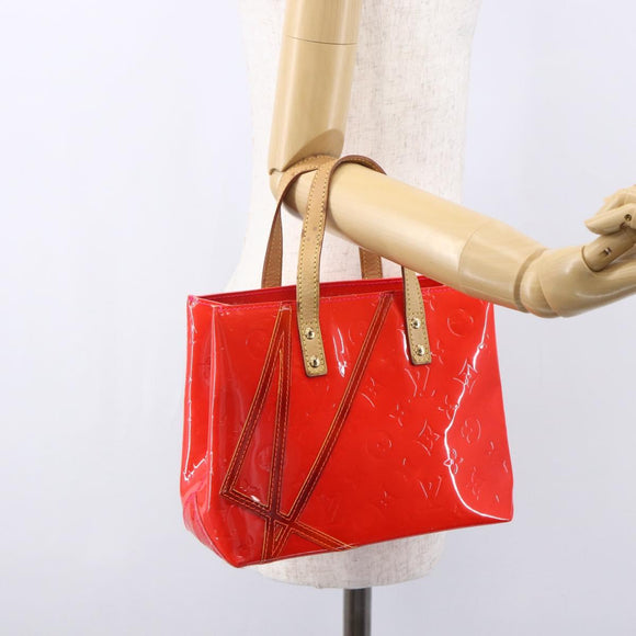 LOUIS VUITTON Monogram Vernis Fluo Reade PM Bag Pink Orange M91903 Auth BA8337