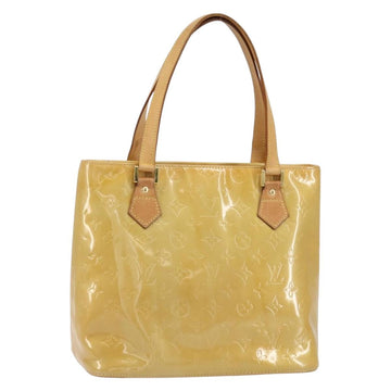 LOUIS VUITTON Monogram Vernis Houston Hand Bag Beige M91004 LV Auth BA8339