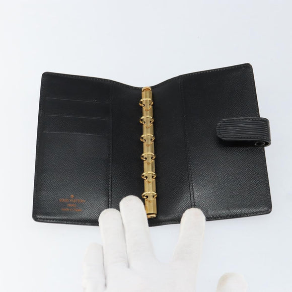 LOUIS VUITTON Epi Agenda PM Day Planner Cover Black R20052 LV Auth BA8369