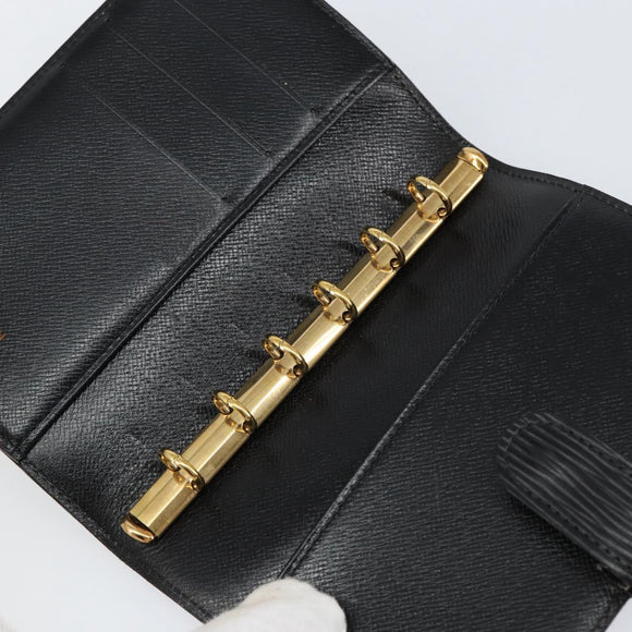LOUIS VUITTON Epi Agenda PM Day Planner Cover Black R20052 LV Auth BA8369
