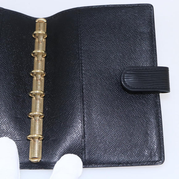 LOUIS VUITTON Epi Agenda PM Day Planner Cover Black R20052 LV Auth BA8370