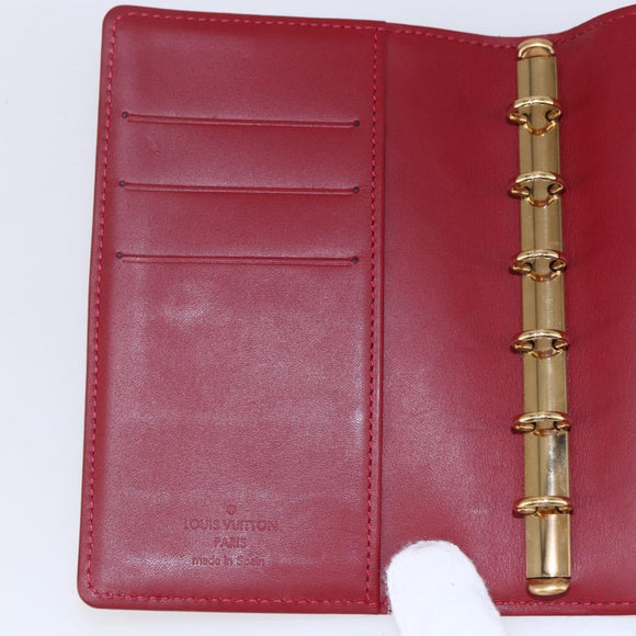 LOUIS VUITTON Vernis Agenda PM Day Planner Cover Rouge R21003 LV Auth BA8376