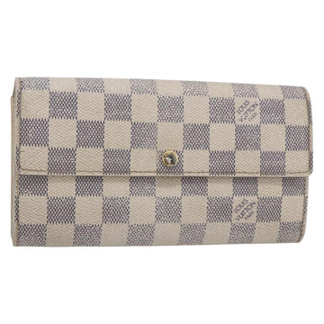 LOUIS VUITTON Damier Azur Portefeuille Sarah Long Wallet N61735 LV Auth BA8380