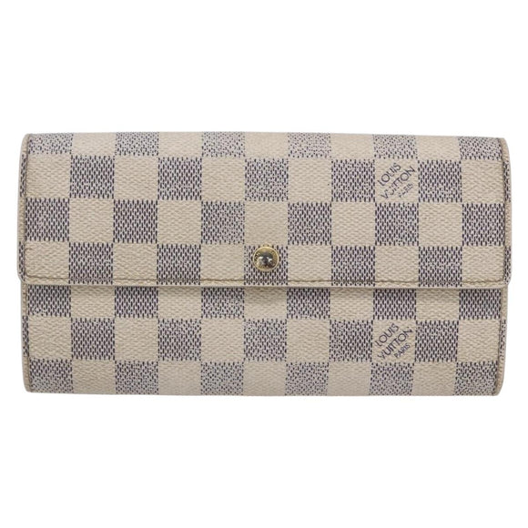 LOUIS VUITTON Damier Azur Portefeuille Sarah Long Wallet N61735 LV Auth BA8380