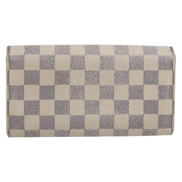 LOUIS VUITTON Damier Azur Portefeuille Sarah Long Wallet N61735 LV Auth BA8380