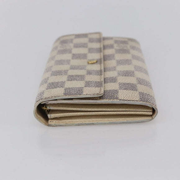 LOUIS VUITTON Damier Azur Portefeuille Sarah Long Wallet N61735 LV Auth BA8380