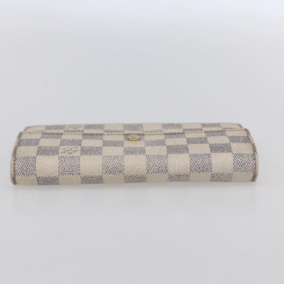 LOUIS VUITTON Damier Azur Portefeuille Sarah Long Wallet N61735 LV Auth BA8380