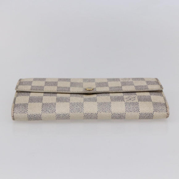 LOUIS VUITTON Damier Azur Portefeuille Sarah Long Wallet N61735 LV Auth BA8380