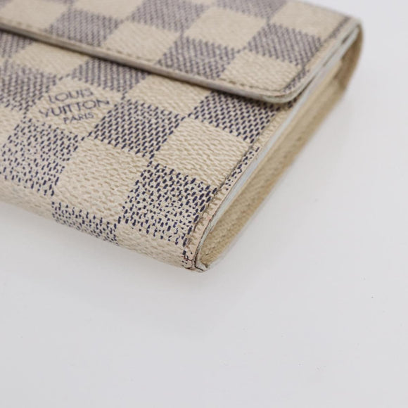 LOUIS VUITTON Damier Azur Portefeuille Sarah Long Wallet N61735 LV Auth BA8380