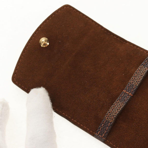 LOUIS VUITTON Damier Ebene Cuff Case Set Cuffs Silver LV Auth BA8383V