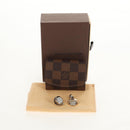 LOUIS VUITTON Damier Ebene Cuff Case Set Cuffs Silver LV Auth BA8383V-12