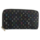 LOUIS VUITTON Monogram Multicolor Zippy Wallet Black M60243 LV Auth BA8385-1