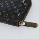 LOUIS VUITTON Monogram Multicolor Zippy Wallet Black M60243 LV Auth BA8385-15