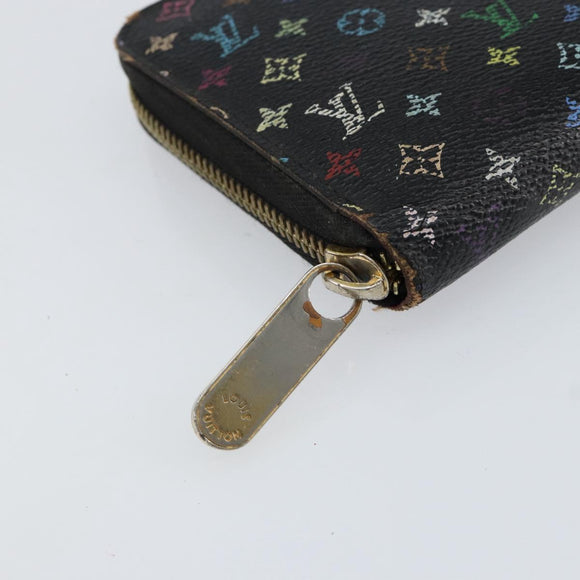LOUIS VUITTON Monogram Multicolor Zippy Wallet Black M60243 LV Auth BA8385