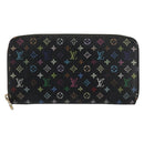 LOUIS VUITTON Monogram Multicolor Zippy Wallet Black M60243 LV Auth BA8385-13