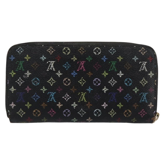 LOUIS VUITTON Monogram Multicolor Zippy Wallet Black M60243 LV Auth BA8385