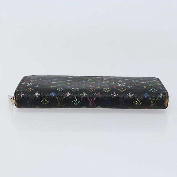 LOUIS VUITTON Monogram Multicolor Zippy Wallet Black M60243 LV Auth BA8385