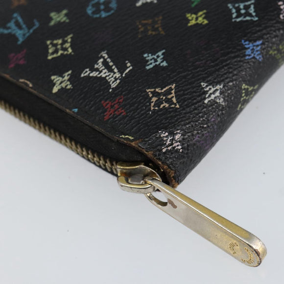LOUIS VUITTON Monogram Multicolor Zippy Wallet Black M60243 LV Auth BA8385