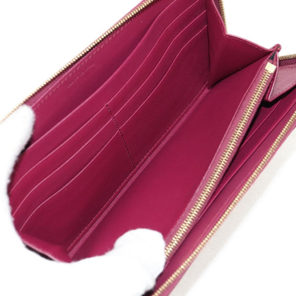 CELINE Long Wallet Leather Bordeaux Gold Auth BA8387V