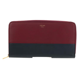 CELINE Long Wallet Leather Bordeaux Gold Auth BA8387V - 0