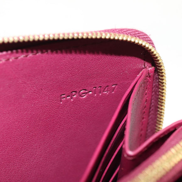 CELINE Long Wallet Leather Bordeaux Gold Auth BA8387V