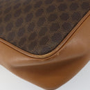 CELINE Macadam Canvas Shoulder Bag PVC Leather Brown Gold Auth BA8388-15