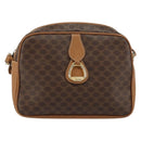 CELINE Macadam Canvas Shoulder Bag PVC Leather Brown Gold Auth BA8388-13