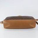 CELINE Macadam Canvas Shoulder Bag PVC Leather Brown Gold Auth BA8388-5
