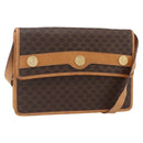 CELINE Macadam Canvas Shoulder Bag PVC Leather Brown Gold Auth BA8389-1