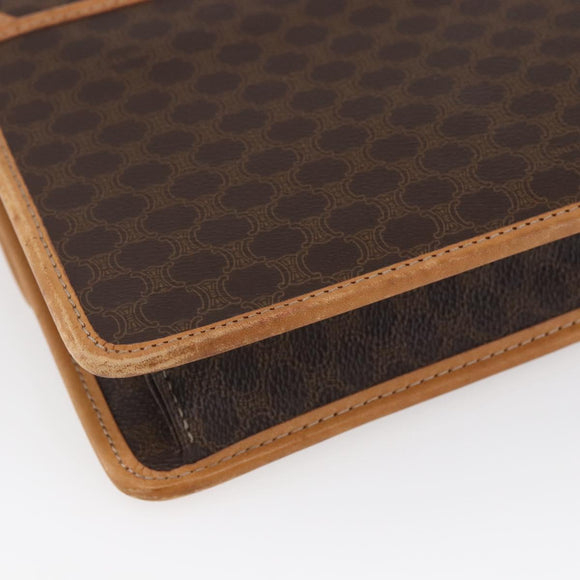 CELINE Macadam Canvas Shoulder Bag PVC Leather Brown Gold Auth BA8389