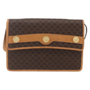 CELINE Macadam Canvas Shoulder Bag PVC Leather Brown Gold Auth BA8389-13