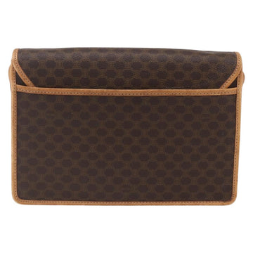 CELINE Macadam Canvas Shoulder Bag PVC Leather Brown Gold Auth BA8389 - 0