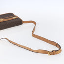 CELINE Macadam Canvas Shoulder Bag PVC Leather Brown Gold Auth BA8389-7