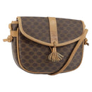 CELINE Macadam Canvas Shoulder Bag PVC Leather Brown Gold Auth BA8390-1