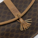 CELINE Macadam Canvas Shoulder Bag PVC Leather Brown Gold Auth BA8390-17