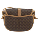 CELINE Macadam Canvas Shoulder Bag PVC Leather Brown Gold Auth BA8390-2