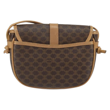 CELINE Macadam Canvas Shoulder Bag PVC Leather Brown Gold Auth BA8390 - 0