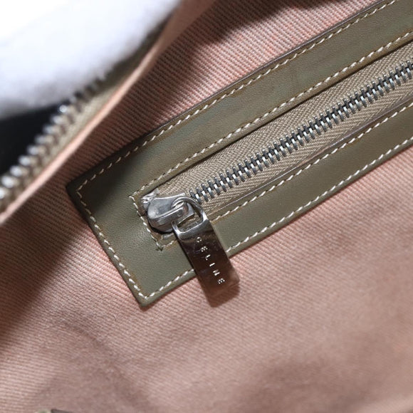 CELINE C Macadam Canvas Tote Bag Green Silver Auth BA8391