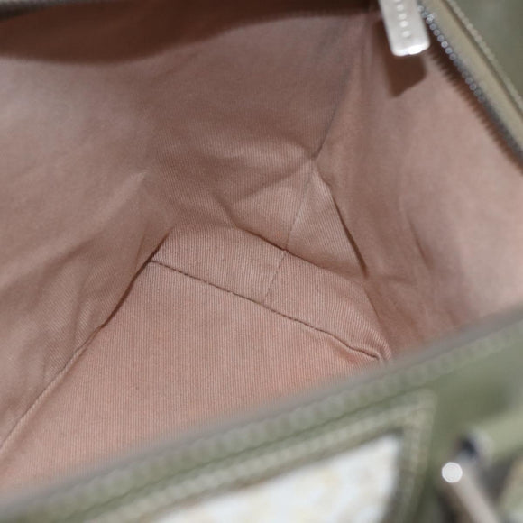 CELINE C Macadam Canvas Tote Bag Green Silver Auth BA8391