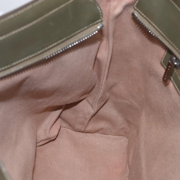 CELINE C Macadam Canvas Tote Bag Green Silver Auth BA8391