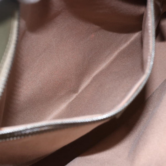 CELINE C Macadam Canvas Tote Bag Green Silver Auth BA8391