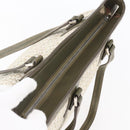 CELINE C Macadam Canvas Tote Bag Green Silver Auth BA8391-6